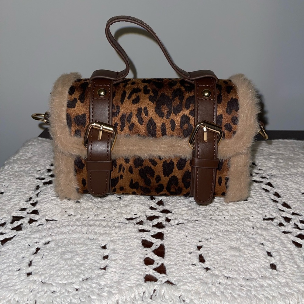 Leopard Print Faux Fur Women's Bag